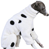 Winter Dog Onesie for Italian Greyhound,Warm Fleece Dog Jumpsuit Pajamas Long Sleeves Pet Pullover Sweater Whippet Outfit for Small Medium Large Dogs Cold Weather Coat (White, M)