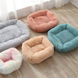 La La Pet® Donut Dog Cat Bed Cozy Cave Pet Bed Burrow Dog Bed Calming Cuddler Self-Warming Pet Bed Soft Plush Pet Cushion Improved Sleep for Cats Small Medium Dogs Rainbow L