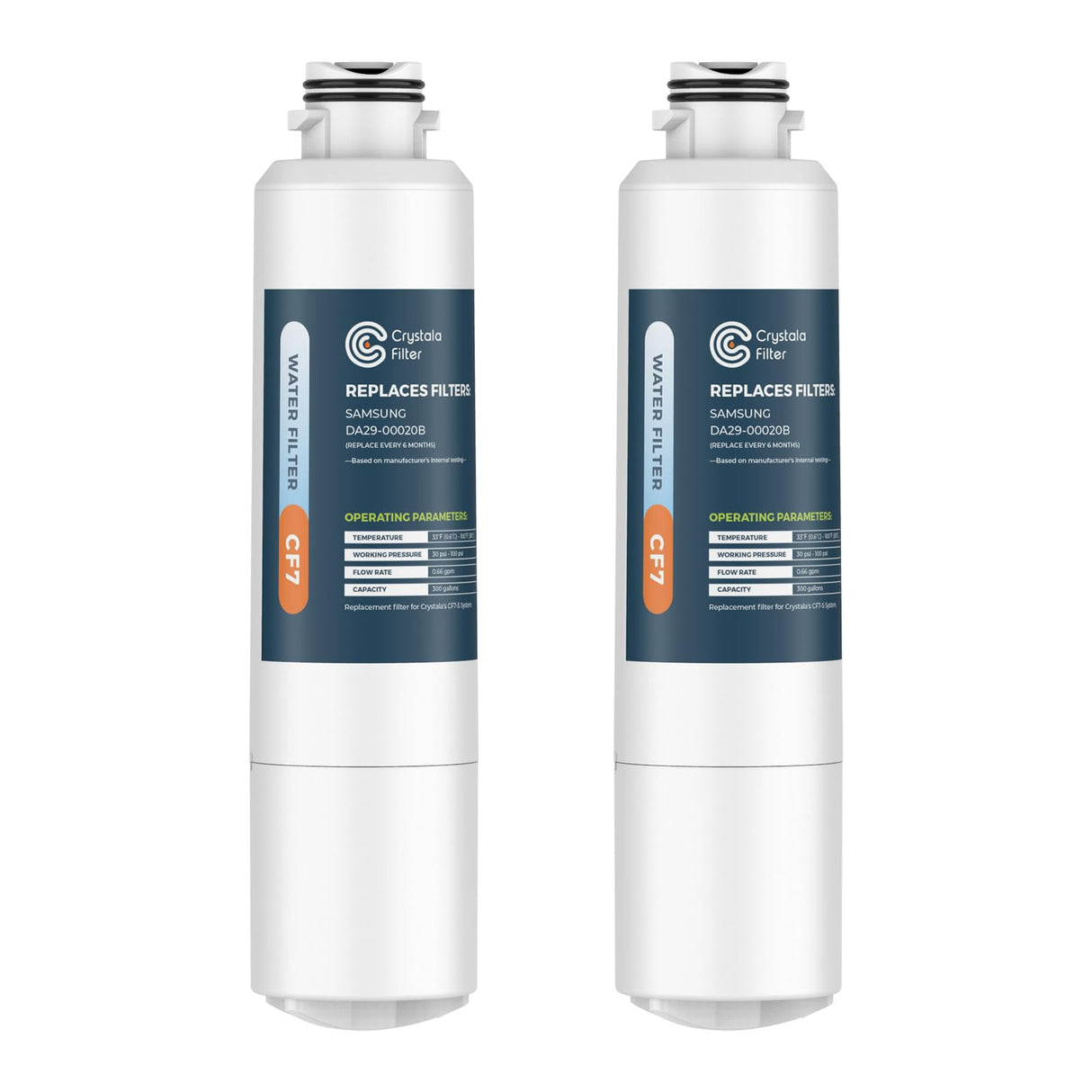 Crystala Filters DA29-00020B Samsung Filter, NSF 42 Certified Compatible DA29-00020B Water Filter, HAF CIN EXP Water Filter, DA97-08006A Water Filter Samsung Water Filter Replacement (2 Pack)