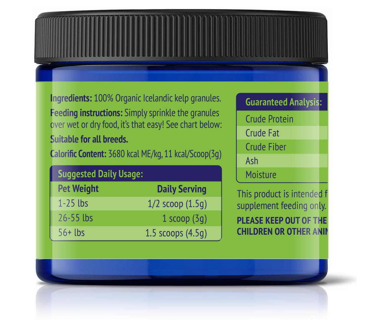 Dog Teeth Cleaning Powder, Dog Plaque and Tartar Remover, Bad Breath Treatment for Dogs with USDA Organic Sea Kelp Powder, Dog Dental Care Made Easy, for All Ages, 6oz