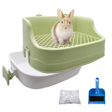 Tfwadmx Rabbit Litter Box Bunny Potty Training Litter Boxes Guinea Pig Corner Bedding Box Small Animal Toilet for Ferret,Chinchilla,Galesaur(Green)