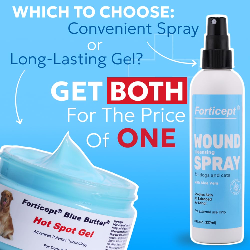 Forticept Blue Butter – Hot Spot Treatment for Dogs Cats | Dog Cat Wound Care | Skin Yeast Infections, Ringworm, Cuts, Rashes, First Aid Veterinary Strength Anti Itch Cream 4oz