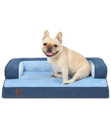 KSIIA Washable Dog Bed Large Sized Senior Dog, Orthopedic Warm Soft Pet Sofa Waterproof Pet Couch with Sides, Non-Slip and Egg-Crate Foam Big Beds with Removable Cover, 35x22Inch, Blue