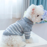 Dog Sweater Dog Pullover Shirt Pet Autumn Winter Warm Clothes Dog Overalls Cat Clothes Apparel Puppy Striped Sweater Coat Puppy Pajamas Outfits Dog Sweatshirt Holiday Costumes Grey M