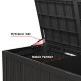 MAIUSCOLI 180 Gallon Resin Outdoor Deck Box Waterproof Patio Furniture, Garden Tools, Cushions, Pool Accessories Outside Storage (Black, 180 Gallon)