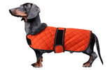 Dachshund Coat Dog Coats for Dachshunds Dachshund Winter Jacket with Padded Fleece Outdoor Dog Clothes with Adjustable Bands - Orange - M