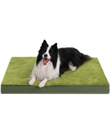 KSIIA Orthopedic Dog Bed Crate Waterproof Pet Mats for Large Dogs Deluxe Plush Washable Pet Bed with Egg Crate Foam & Removable Cover, 41 x 27 Inch, Green
