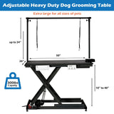 Electric Dog Grooming Table, 50 Inch Hydraulic Pet Grooming Table, Dog Grooming Station with Aluminium Overhead Arm, Anti Slip Tabletop, 6 USB Ports, 300 LBS Capacity