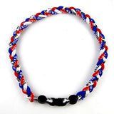 MapofBeauty 18" Sport Style Three Colors Fashion Three Braided Rope Tornado Necklace (Royal Blue/Red/White)