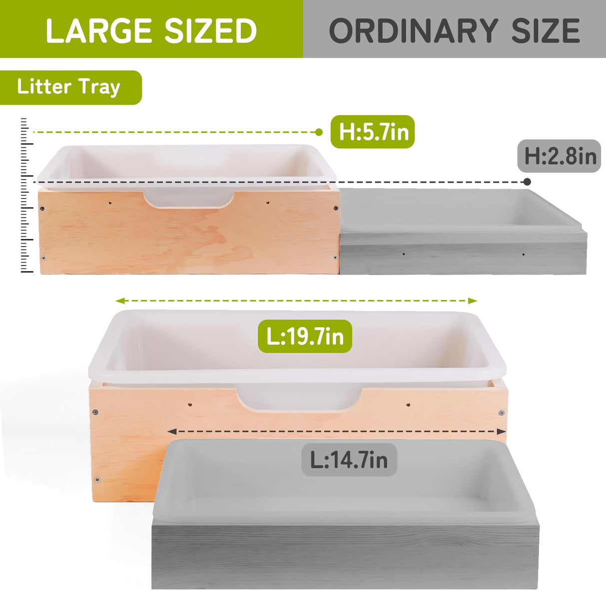 3 in 1 Extra Large Rabbit Hay Feeder with Litter Box, Wooden Bunny Toilet, for Large and Medium-Sized Dwarf Rabbit, Guinea Pig, Chinchillas, Hamster, Ferret, Other Animals