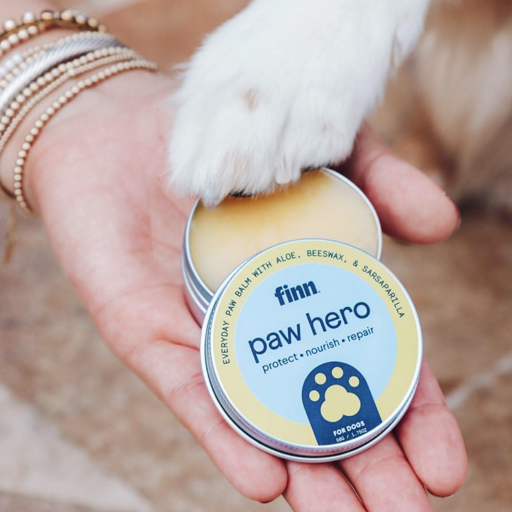 Finn Paw Hero Natural Dog Paw Balm | Winter Paw Protection from Snow, Salt & Ice | Moisturizing & Lick-Safe - 1.75 oz