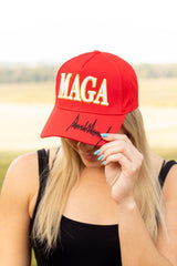 Made in USA Trump 2024 Hat MAGA Baseball Cap - Embroidered Hat Make America Great Again Adjustable Trucker Cap for Men Women (Red)