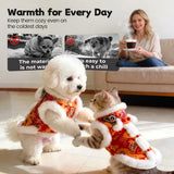 Cute Dance Lion Pet Costume with Red Sequins New Year Cat Dog Clothes Hoodies Coat Chinese Lion Dance Dog Costume, Spring Festival Pet Outfit (X-Small)