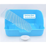 Rat Small Litter Box, 10"x8" Square Corner Litter Box Training Pan with Grid Potty Tray Toilet for Cage Small Animal/Rabbit/Guinea Pig/Bunny/Ferret (White)