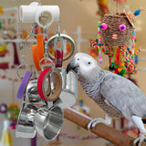 GILYGI Durable Bird Parrots Pots and Bagel Toys, Pullable Stainless Steel Cup and Cardboard Ring Toys for Amazons Mini Macaws African Greys Cockatoos Eclectus