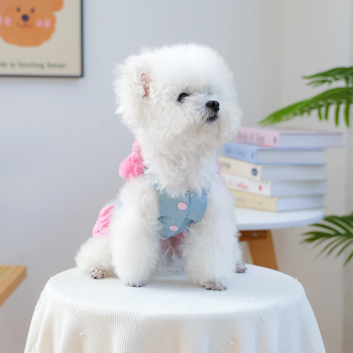 Dog Denim Vest Dress Cute Flower Puppy Vintage Jean Shirt Jacket Small Dog Girl Stylish Costume Chihuahua Pomeranian Yorkie Teacup Clothes Christmas Holiday Birthday Cat Outfits