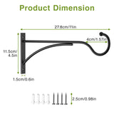 saffruff 11 Inch Heavy Duty Plant Hangers Outdoor, Metal Plant Brackets for Hanging Baskets, Plant Wall Hooks for Bird Feeders, Wind Chimes & Lanterns, Premium Metal Hooks Matte Black, 30lbs Capacity