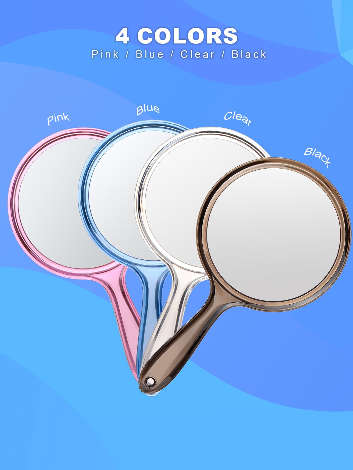 Handheld Mirror with Handle, 10.5 x 5.7 inches, Double-Sided 1X/5X Magnification Travel Makeup Mirror for Women, Pink