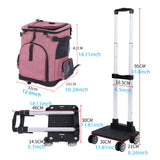 Falytemow Cat Carrier Backpack with Wheels Puppy Carrying Bag with Breathable Mesh and Fan Collapsible Pet Cages on Rolling Trolley with Removable Base and Telescopic Handle for Small Pets Under 18lb