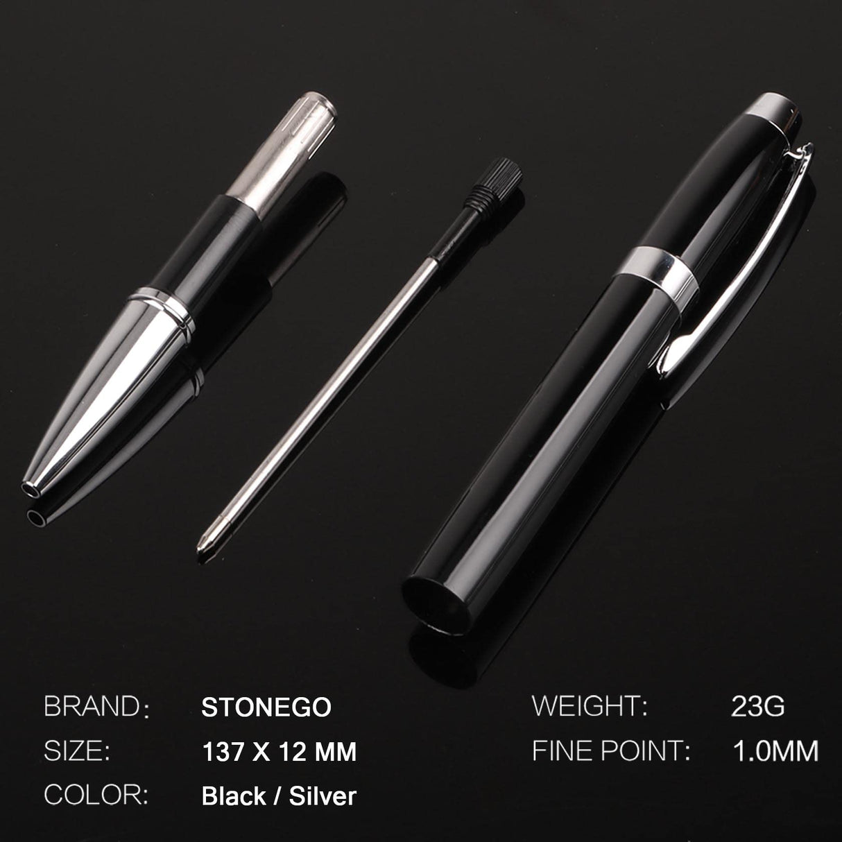 Metal Ballpoint Pen, Twist Open Retractable Rollerball Pen Medium Point (1.0mm) Black Ink Smooth Writing Business Gift Pens for Men, Women, Office, Channewer Executive Premium Signature Pens （Black）