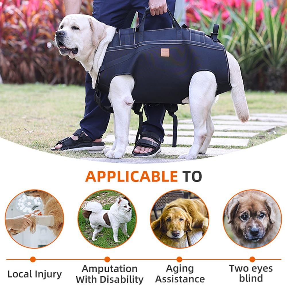 Backpack Carrier for Large Dog Full Body Dog Sling with Handle Dog Lift Harnesses with Reflective STS for Elderly Disabled Dogs