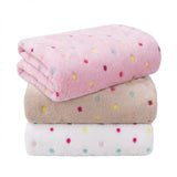 LINENLUX 1 Pack 3 Blankets Super Soft Fluffy Premium Fleece Dog Blankets for Puppy Cat Pet Blanket Flannel Throw Warm Sleep Polka Dot 40x31 inches