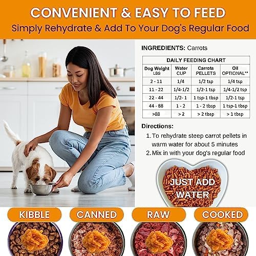 Olewo Original Carrots for Dogs – Fiber for Perfect Poop, Dog Food Toppers for Picky Eaters, Natural Skin & Coat Support, Multivitamin, Probiotics for Digestive and Gut Health, 5.5 lbs
