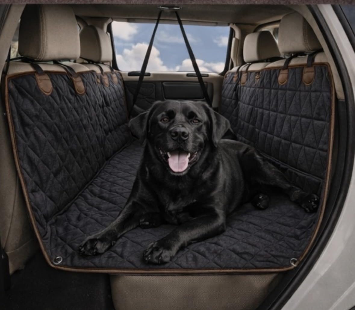 Field & Fur Dog Car Seat Extender Hard Bottom for Back Seat – Quilted Waterproof Dog Car Seat Cover with Non-Slip Base & Side Flaps, Back Seat Extender for Dogs, Fits SUVs & Trucks