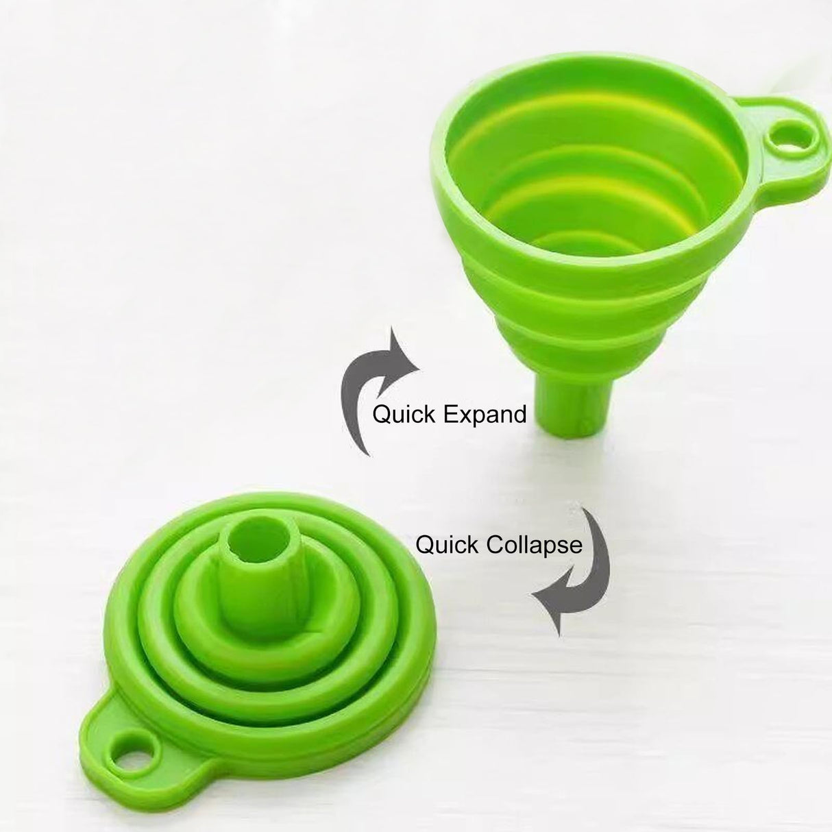 Foldable Silicone Funnel Set (4 Pack) – Collapsible Small & Large Funnels for Kitchen, Water Bottles & Liquid Transfer – Food Grade