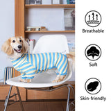 HowlyWoof Dachshund Dog Shirt, Thin Striped Base Layer Onesie for Wiener Dogs, Lightweight All-Season Wear, Soft & Comfy Fit for Doxie and Short-Leg Breeds (Pink&Grey, Size 1 (7-11lbs))