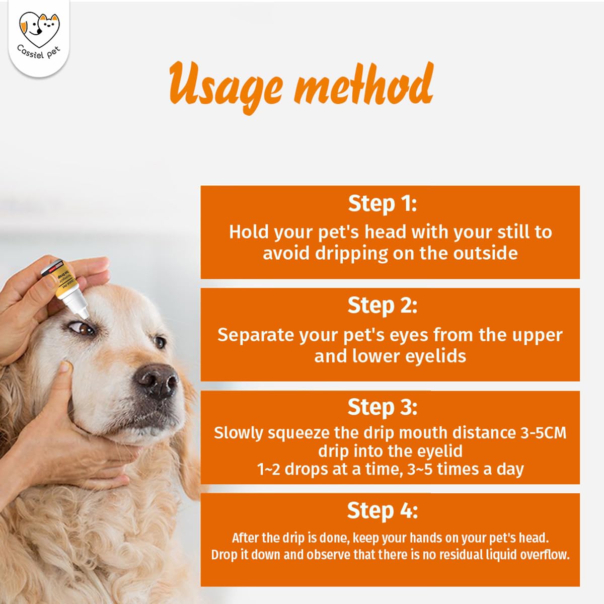 Cassiel pet Eye Drops for Eye Infection Treatment, Soothe Infection Allergy, Relieve Dry Eyes & Red Eye，Eye Cleaner and Tear Stain Remover for Dogs and Cats | 10 ml 0.33 FL OZ (1 Bottle)