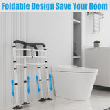 Toilet Safety Rails Frame Support Rail Frames Handles Assist Grab Bars Seat Riser Assistance Lifts Stand Alone Foldable Handrails Aids with Arms for Elderly Disabled Seniors Fit Any Toilet