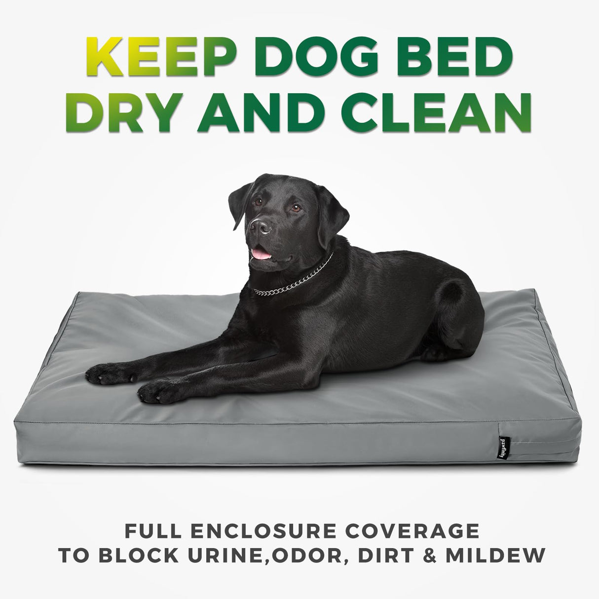 PAWFINITY Waterproof Dog Bed Cover Replacement Washable, Easy to Clean, Pet Hair Resistant, Heavy Duty Oxford, Zipper Closure, Indoor/Outdoor Use, Fits 48 Inch Dog Crate - Large, 47"x 29"x 4", Grey