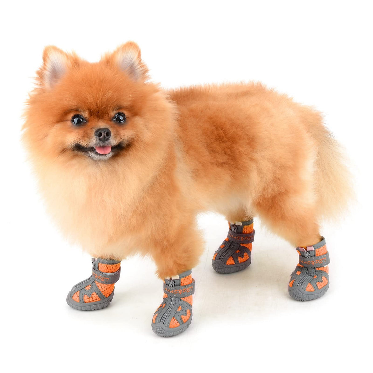 PAIDEFUL Dog Walking Shoes for Small Dogs Hot Pavement Soft Mesh Breathable Adjustable Summer Boots for Medium Dogs Pet Paw Protectors with Reflective Stripes Rubber Nonslip Sole Orange 3