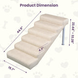 Homfstyi Leather Dog Stairs, 19.7" Extra Wide Dog Steps for Bed & Sofa, Adjustable Height 22.44"-32.28” Pet Ramp for Small to Large Dogs, Holds Up to 150 lbs（6-Step）