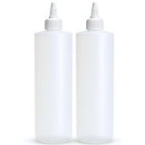 Condiment Squeeze Bottles, 16 OZ Empty Squirt Bottle with Twist Top Cap, Leak Proof - Great for Ketchup, Mustard, Syrup, Sauces, Dressing, Oil, Arts and Crafts, BPA FREE Plastic - 2 PACK