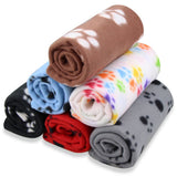 EAGMAK Cute Dog Cat Fleece Blankets with Paw Prints for Kitten Puppy and Small Animals Pack of 6 (Black, Brown, Blue, Grey, red and White)