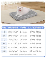 KSIIA Orthopedic Dog Bed Medium Size Dog with Removable Machine Washable Cover Waterproof Crate Pad with Egg Crate Foam and Non-Slip Bottom, 29x18 Inch, Light Gray