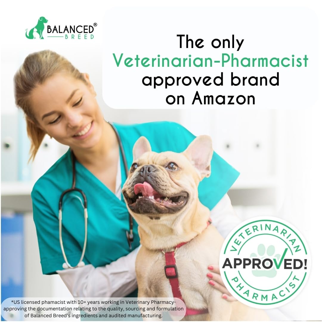 Balanced Breed Dog Probiotics Digestive Health Enzymes Made in USA Vet-Pharmacist Approved Fortiflora Probiotics Dogs Anti Yeast Supplements Constipation Relief Dog Yeast Itchy Skin Itchy Ears Non-GMO