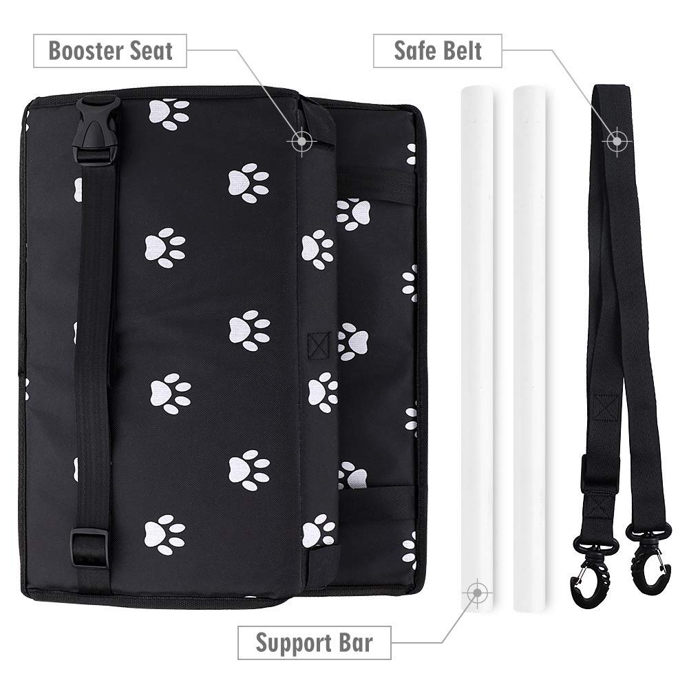 Petbobi Pet Reinforce Car Booster Seat for Dog Cat Portable and Breathable Bag with Seat Belt Dog Carrier Safety Stable for Travel Look Out,with Clip on Leash with PVC Tube (Foot)