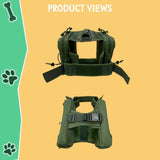ZEUS URBAN Tactical Dog Backpack Harness – Large, Army Green, 2 Ample Side Pockets | Water Resistant Saddle Bags for Hiking & Camping, Sturdy Vest Fits Medium & Large Dogs