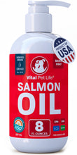 Load image into Gallery viewer, Salmon Oil for Dogs &amp; Cats - Healthy Skin &amp; Coat, Fish Oil, Omega 3 EPA DHA, Liquid Food Supplement for Pets, All Natural, Supports Joint &amp; Bone Health, Natural Allergy &amp; Inflammation Defense, 8 oz
