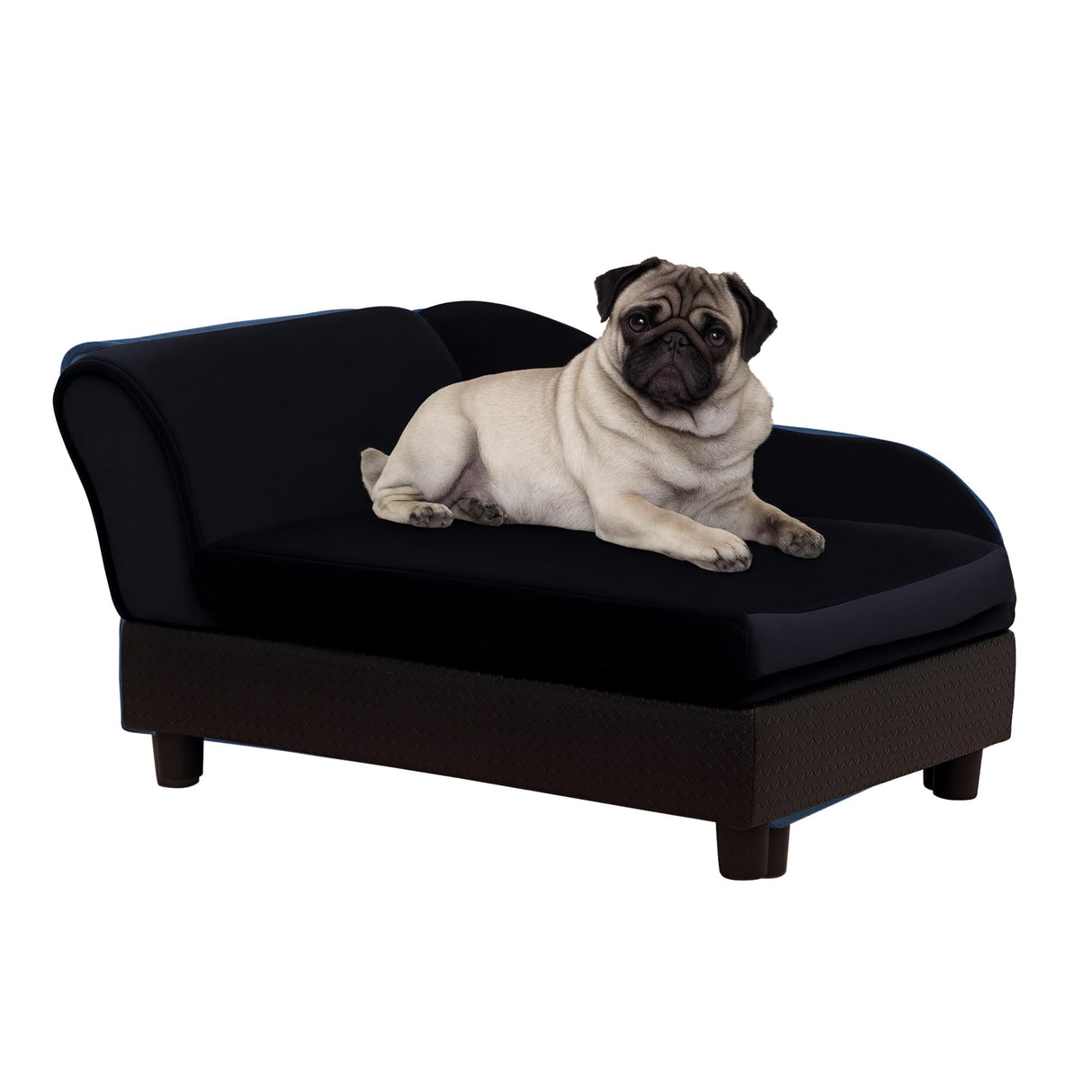 PawHut Luxury Fancy Dog Couch with Hidden Storage, Small Dog Sofa Bed with 2" Soft Foam, Modern Pet Furniture for Puppies & Little Breeds, Black