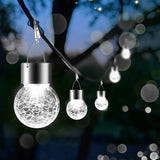 PARTPHONER 12 Pack Hanging Solar Lights Outdoor, Waterproof Solar Globe Lantern with Handle and Clip, Decorative Cracked Glass Ball Lights for Christmas Decor, Tree, Yard, Garden, Patio (Cold White)