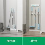 reliahom 3 Pack Broom Holder Wall Mount Mop Grippers No Drilling Self Adhesive Anti-Slip Mop Handle Hanger Dustpan and Broom Organizer Garage Storage Racks-White
