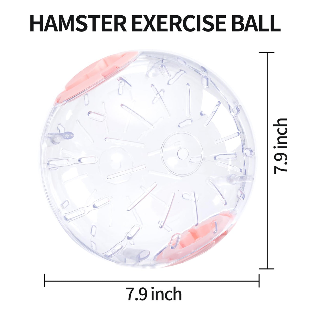 7.9 Inch Hamster Ball, Running Ball Toy, Transparent, Breathable, Promote Exercise Health, Reduce Stress, Easy to Clean, Hamster Accessory, for Syrian Dwarf Hamster, Gerbils, Mice, Small Pets, Pink