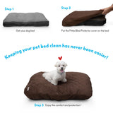 Paw Inspired Waterproof Fitted Cover for Dog Bed | Washable Bed Protector for Dog Mattress | Removable Replacement Cover for Small to Medium Pet Bed (Dark Brown, 34 x 23 x 5 Inch)