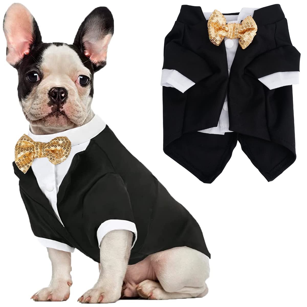 Dog Tuxedo, Formal Pet Clothes Shirt Costume Wedding Attire Party Bow Tie Suit, Pet Outfit for Small Medium Large Dogs Cats, Halloween Pet Costumes Birthday Puppy Clothing Christmas Apparel (XL)