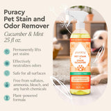Puracy Natural Platinum Pet Stain and Odor Remover Plant-Powered Professional Pet Urine Odor Eliminator with Natural Enzymes Safe and Effective Carpet Pet Stain Remover and Cleaner, Cucumber & Mint