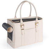 Fashion Pet Carrier Dog Purse Cat Bag Soft-Sided Carriers Travel Airline Approved, Stylish Leather Tote Handbag for Small Animal Puppy Kitten (White)